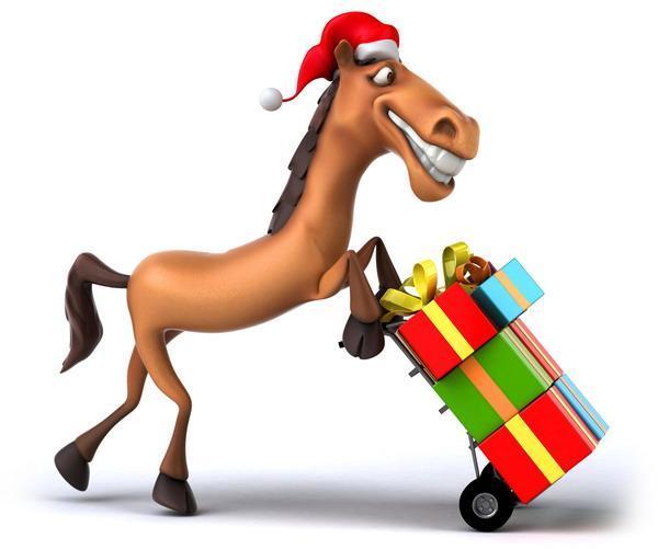 лошадь с новогодним подарком